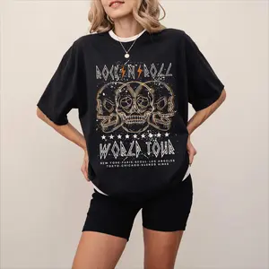 Rock World Tour, Skulls, Concert Tee, Skeleton, 80s Rock, Classic Rock Music, Tshirt, Women's Comfort Color Tee, Tshirt tb0422