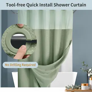 Waffle Shower Curtain, Double Layer Large Loop Polyester Waterproof Mildewproof Bathroom Curtain, Bathroom Decor, Bathroom Accessories, Aesthetic Home Decor, Household Essentials, Home Decor, Room Decor, Cute Bathroom Set