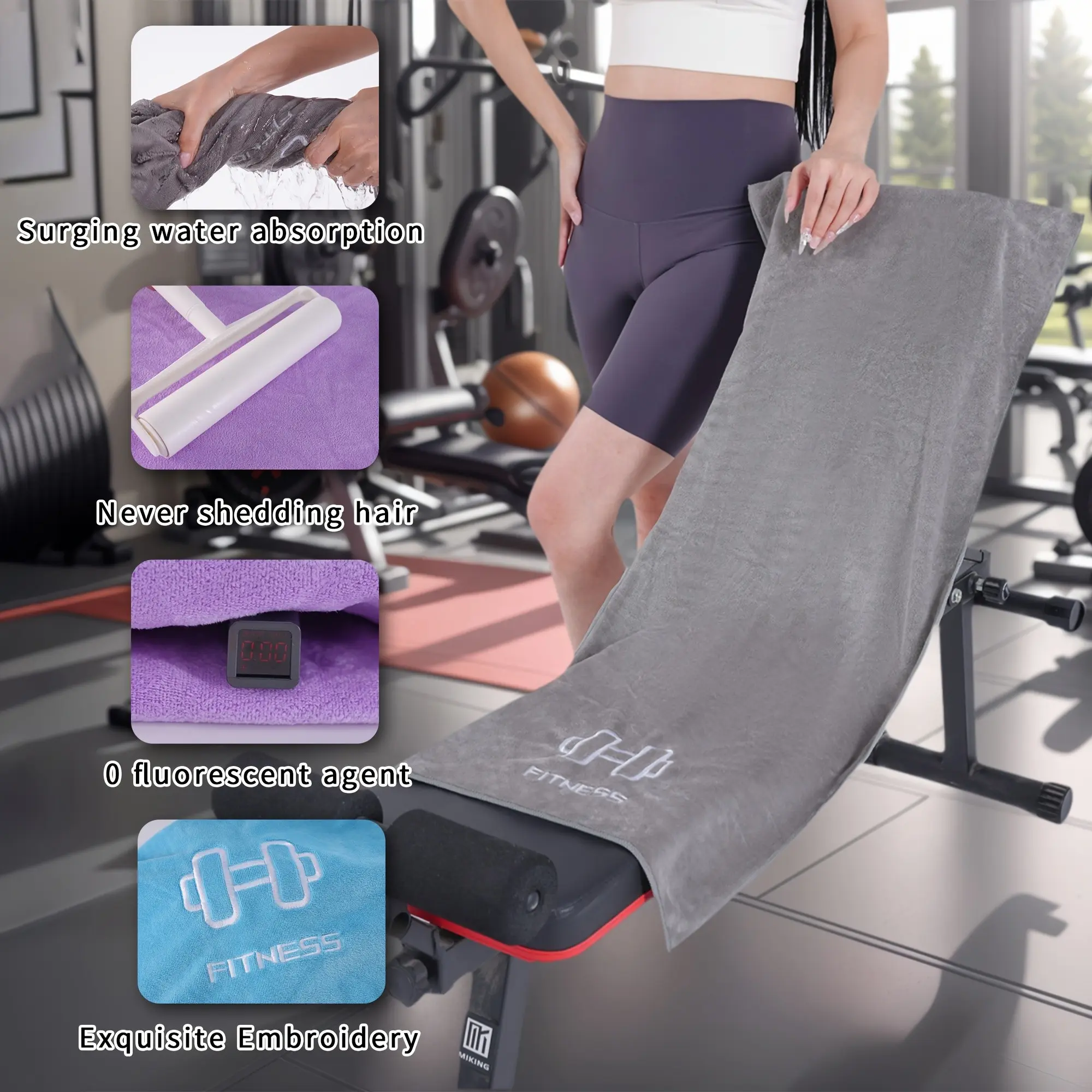 Gym Towel Large Size Quick-Dry Microfiber, Hidden Pocket Design, Ideal Gift for Fitness Enthusiasts