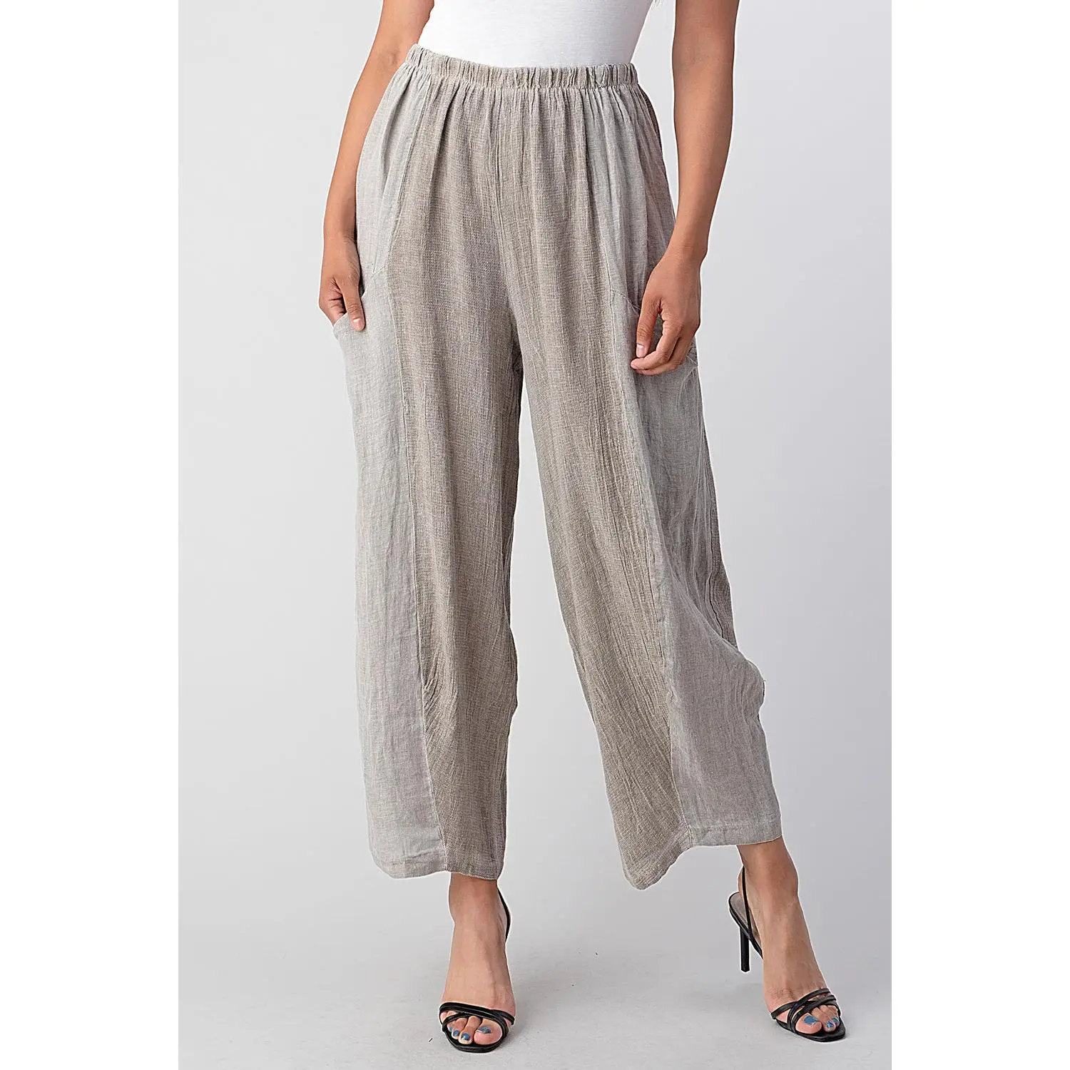 Straight Cotton Linen Pants With Pockets