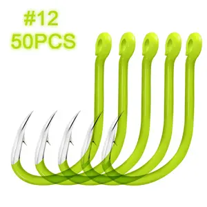 Carbon Steel Fluorescent Fishing Hooks 50Pcs Luminous Fishing Hooks Fishing Accessories