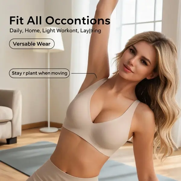 1 Pack & 2 Pack  Women's Seamless Wireless Bra - Basic Maternity Bra with Breathable Fabric, Soft Push-Up Design, Adjustable Straps, Secure Buckle for Everyday Wear