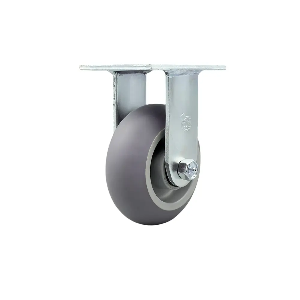 5" Heavy Duty Rigid Caster with Thermoplastic Rubber Wheel, Donut Tread - 350 lbs Capacity - Service Caster Brand