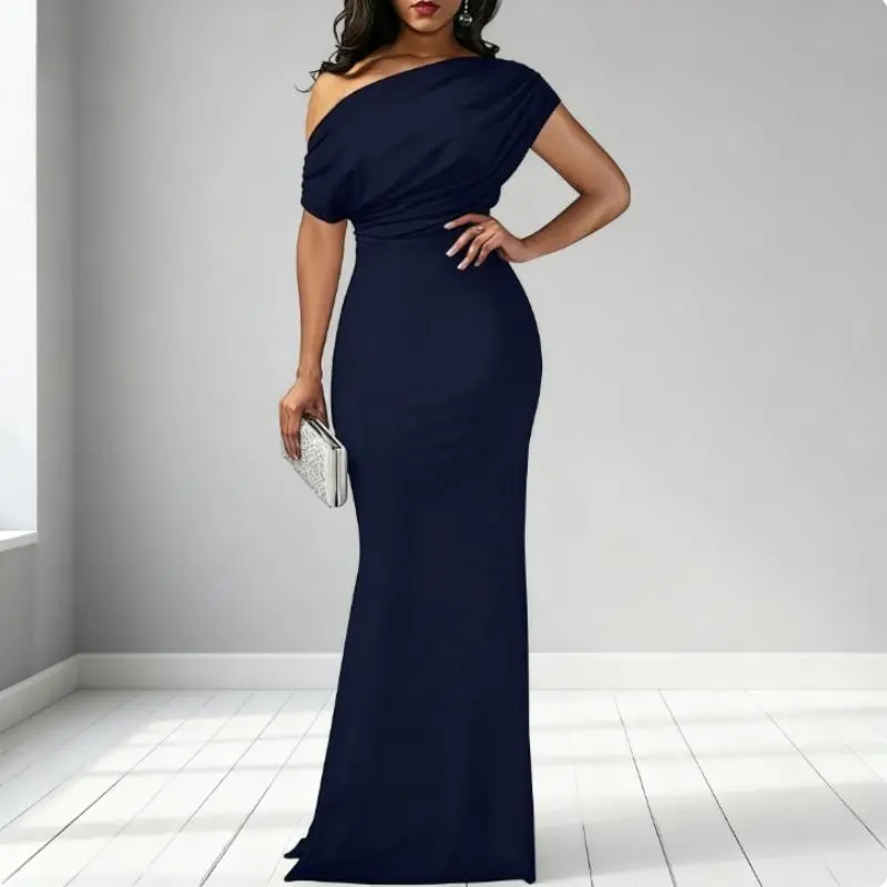 and women's elegant sleeveless off shoulder tight long formal party dress