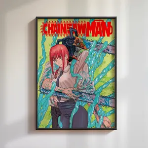 Chainsaw Man Anime Print Poster,  Makima and Denji Japanese Manga, Gift Idea For Fans