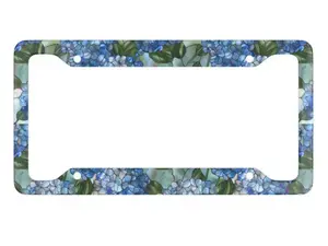 Blue Hydrangea Stained Glass License Plate Frame- Hydrangea License Plate- Flower Car Accessory- Womens License Plate Frame- New Car Gift