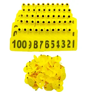100pcs Thickened Plastic Cattle Ear Tags, Numbered 001-100, Large Animal Identification Earring Tagger with Anti-Shedding Ear Tag and Label Marker Accessory for Cows Goats Sheep Pigs