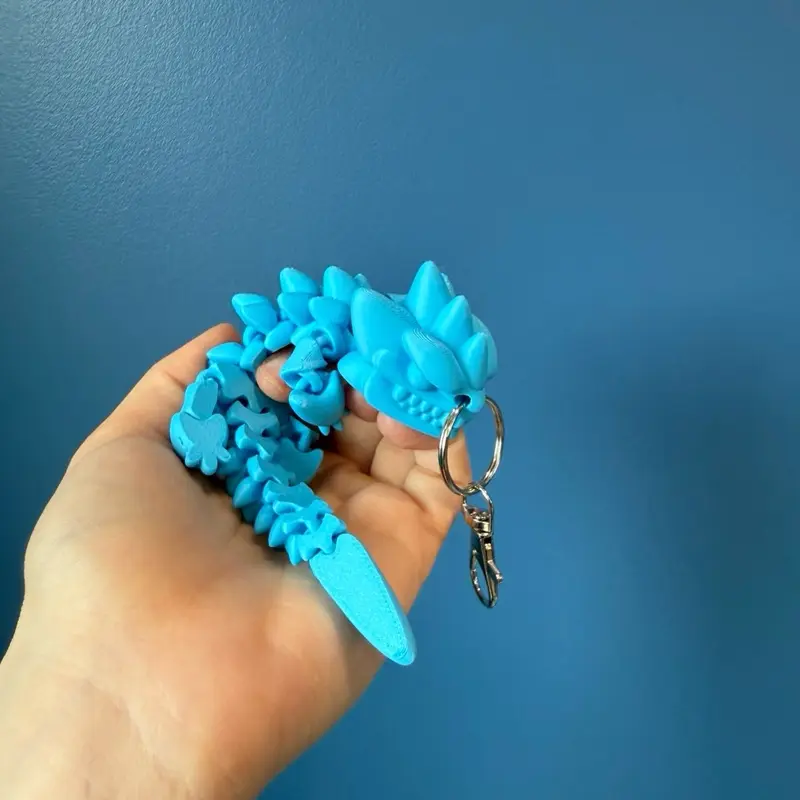 3D Printed Articulated Dragon Keychain – Flexible Fantasy Creature Bag Charm & Fidget Toy