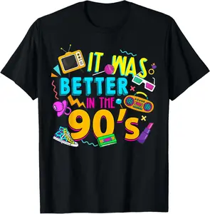 100%cotton Made In The 90’s 1990s Birthday It Was Better In The 90's T-Shirt Top Casual Menswear Vintage