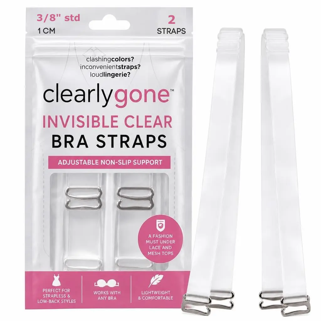 Clearly Gone Invisible Clear Bra Straps, Adjustable, Heavy Duty, Non-Slip