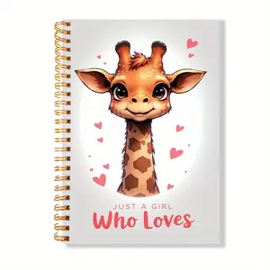 Just A Girl Who Loves Giraffe Spiral Composition Notebook for Writing Work College, 1 Piece Friend Gifts Student Line Writing Book for Student, Motivational Positive Journal Notebooks 5.5×8.3in 50 Sheets