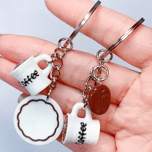 2/20pcs Interesting Couple Keychains, Backpack Key Decoration Pendant, Gift for Coffee Lovers, Realistic Coffee Cup And Coffee Beans, Valentine'S Day Gift Suitable for Boyfriends And Girlfriends.