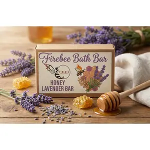 Firebee Honey Lavender Bar Soap - Calming Creamy Cleanse with Sweet Honey & Soothing Lavender for Smooth Skin - 4 oz Handmade in Kansas