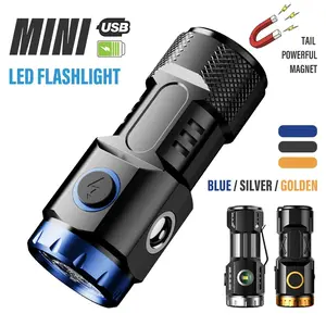 MINI Rechargeable LED Flashlight Camping Light With Side Lights and Lampshade Tail with Magnet Suitable