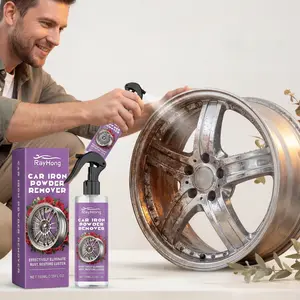 Car Wheel Rust Removal Cleaner Spray Fast Acting Iron Eraser Remove Fallout and Brake Dust Restore Glossy Shine Finish Safe for All Vehicle Wheels and Paint Detailing Products