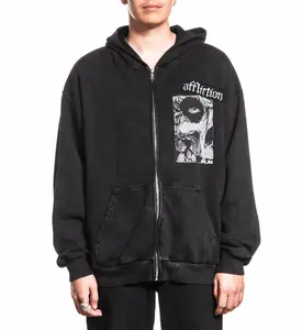 Affliction Men's Zip-Up Hoodie Misfits Skully