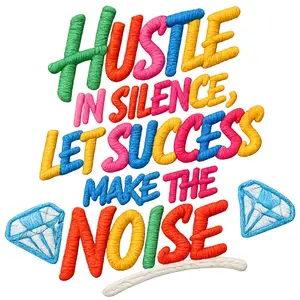 Stitched Style "Hustle in Silence" DTF Transfer for T-Shirts, Hoodies – Sports & Outdoor Coaches' Uniforms & Apparel Accessory