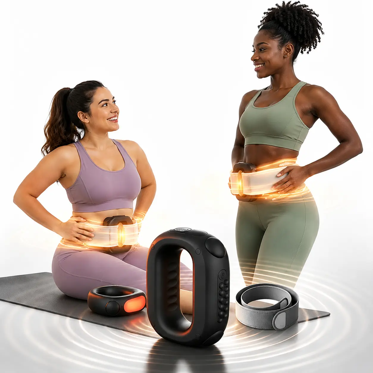 2026 New Fascia Ring Mini Muscle Recovery Massager with Heat Therapy, Cordless Rechargeable Waist & Back Massager, Adjustable Strap Fits Up to 55in Waist, Portable Massage Tool for Home, Fitness, Office, Travel & Daily Relaxation