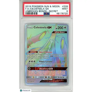 2019 Pokemon Sun & Moon Unbroken Bonds Celesteela GX #228 Secret FA PSA 9 MINT
