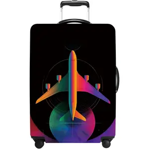 Washable Anti-scratch Luggage Cover Suitcase Protector Fits 20-34 Inch Luggage M Size for 24-26 Inch Suitcase Colorful airplane Pattern