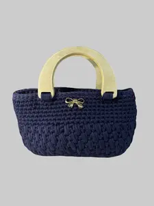 Handmade Crochet HandBag in Navy Blue -  Made by Hand, Unique piece Hand Shoulder Bag