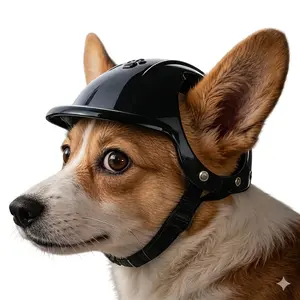 Stylish Pet Helmet for Dogs & Cats - Motorcycle Safety Gear, Adjustable Strap, All-Season Protection, Fits Small to Large Breeds