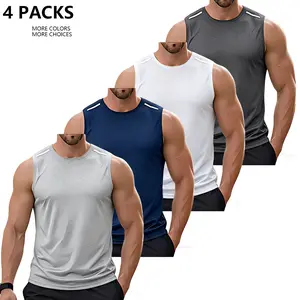4PCS Men's Solid Color Round Neck Tank Top, Loose Casual Comfy Classic Crew Neck Sleeveless Top for Summer, Men's Clothes for Daily Wear, Casual Loose Fit,summervibes