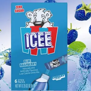 Icee Blue Raspberry Drink Mix Zero Sugar- 1 Box Contains 6 Sticks