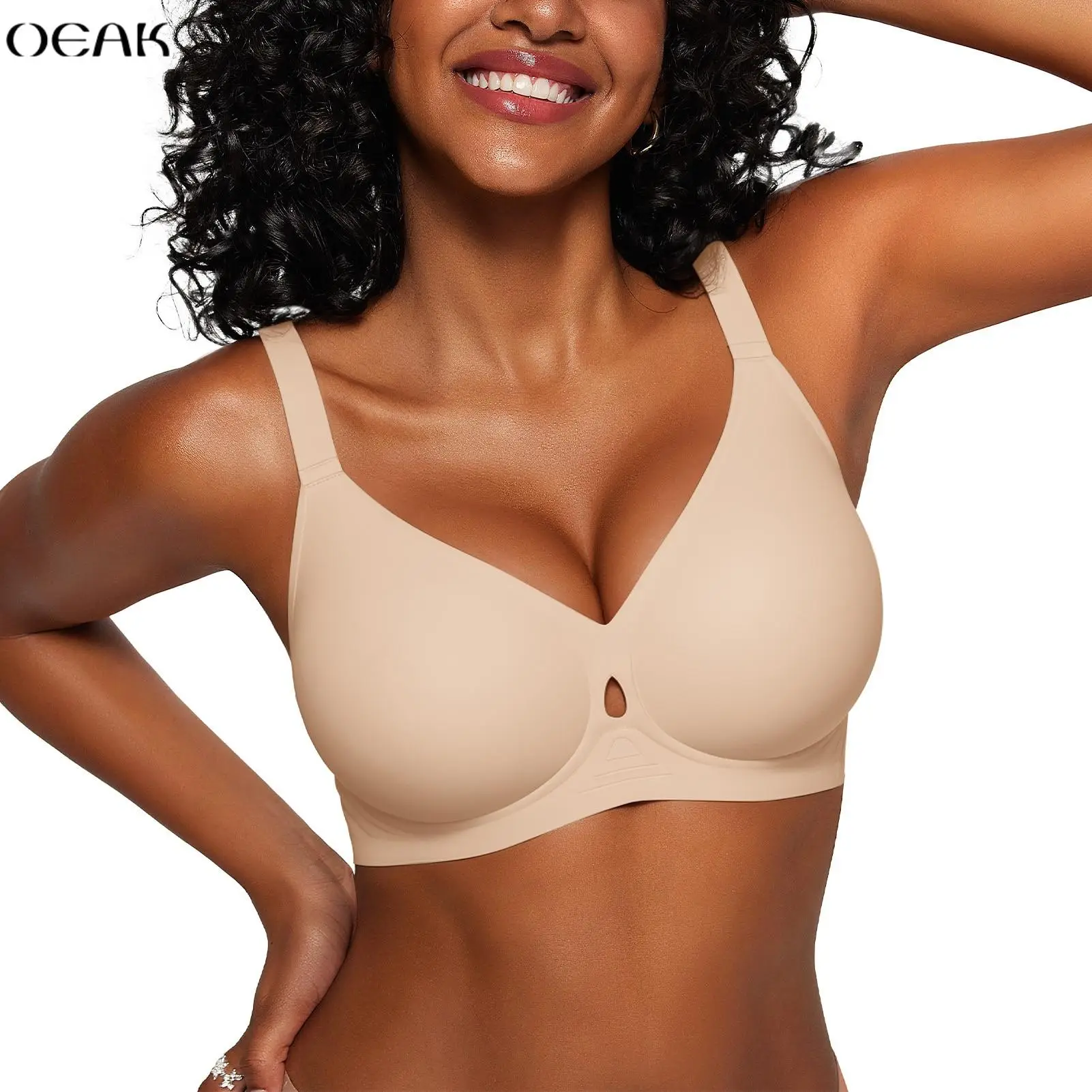 OEAK Seamless Jelly Invisible Water-Drop Hollow Comfort Bra No Underwire Seamless Push Up Full Coverage Supportive Bras for Women - Everyday Bra