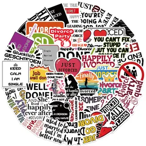 50 Happy Divorce Stickers Cartoon Designs, Fun Window Decals, Beautiful Phone Case Decor, Cup Labels, Fridge Wall Stickers DIY Waterproof
