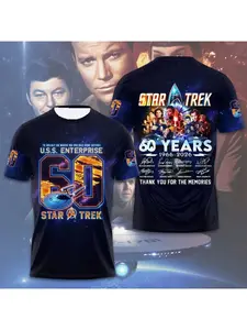 Star Trek 2026 60th Anniversary 3D Printed T-shirt for Men and Women Fashion Outdoor Loose Round Neck Short sleeved Top