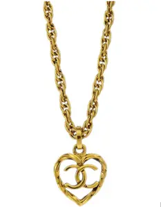 Pre-owned Chanel Heart Chain Pendant Necklace 4000018356690