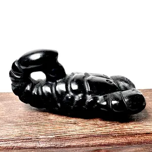 Natural crystal carving natural black obsidian quartz crystal scorpions statue for gift decoration