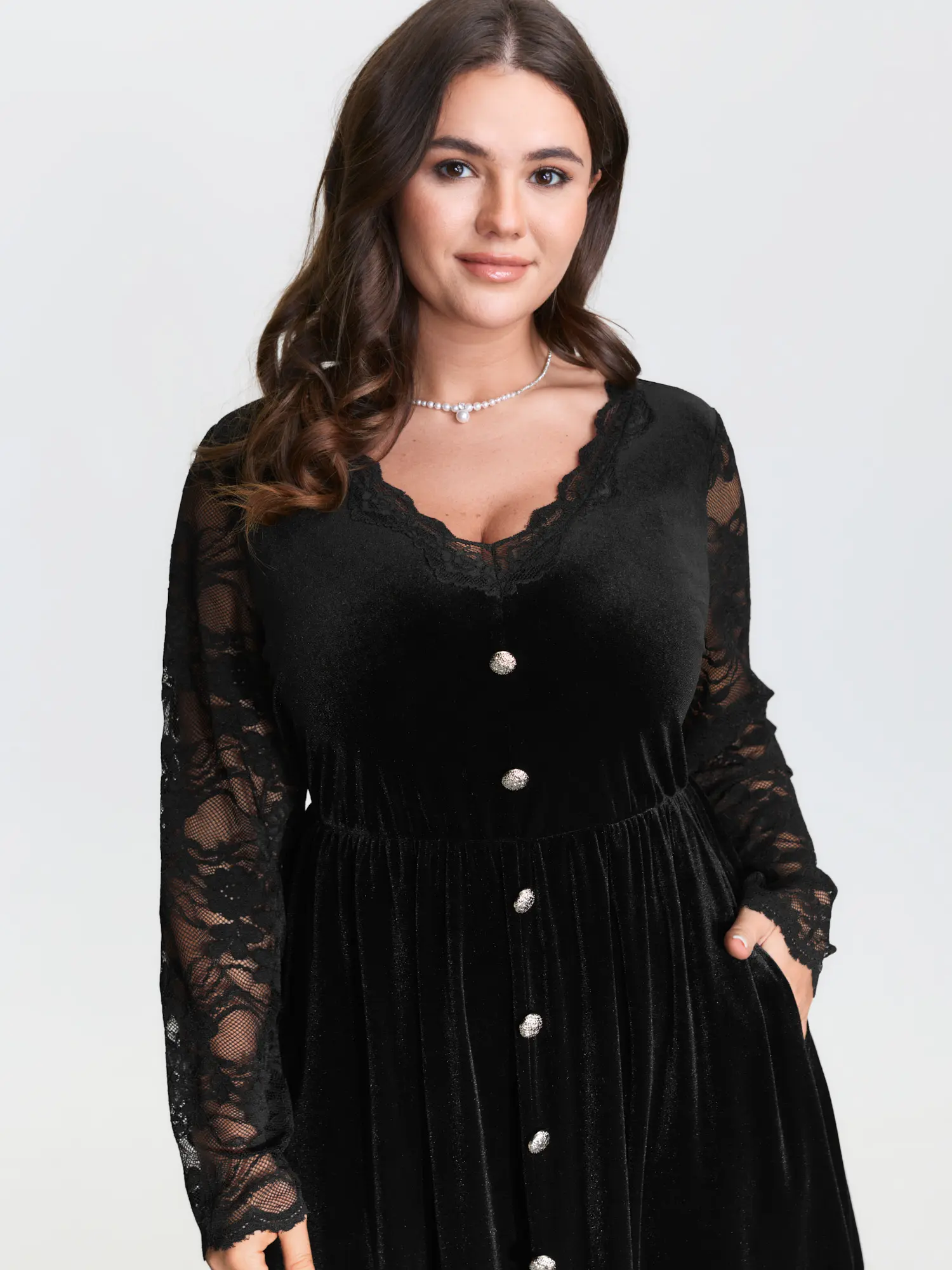 Easter's HaulBloomchic Velvet Sheer Floral Lace Midi Dress - Black Bodycon with Deep V-neck Long Sleeve & Slanted Pockets Fit Casual Wear Women Button Womenswear - TikTok Shop Easter's HaulBloomchic Velvet Sheer Floral Lace Midi Dress - Black Bodycon with Deep V-neck Long Sleeve & Slanted Pockets Fit Casual Wear Women Button Womenswear - TikTok Shop