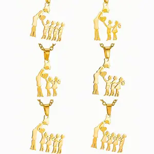 1pc Mother Son Daughter Pendant, Stainless Steel Adjustable for Women Mother's Day Gift for Everyday Wear and Anniversary