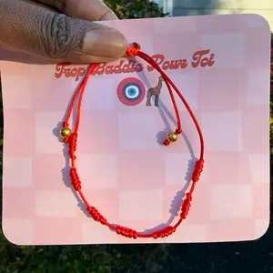 7 Knot Red String Bracelet Protection Talisman Evil Eye Bracelet for Men Women Kids Lucky Red Cord for Protection Wealth Manifestation Kabbalah Handmade Adjustable Couples Gift 2pcs