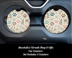 Soft Paw Prints Car Coasters - Upgrade Your Car Interior with Stylish and Functional Car Coasters