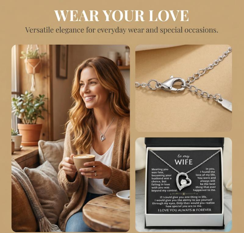 To My Wife Necklace from Husband,Meaningful Message Romantic Jewelry Gift for Wife,Perfect for Birthday Christmas Valentine's Day Anniversary