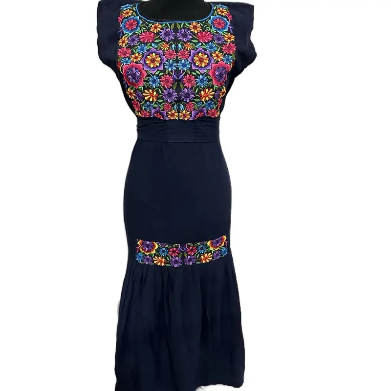 sachin and babi light blue dress 1960s Black Topstitched Summer Dress w/ Colorful Embroidery Size Small –  Modig