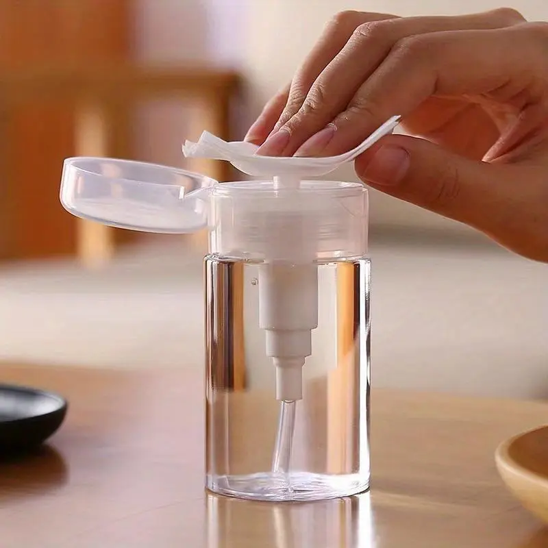 1pc Push Down Empty Pump Dispenser Bottle, Professional Push Down Liquid Pumping Empty Bottle Dispenser For Nail Polish And Makeup Remover