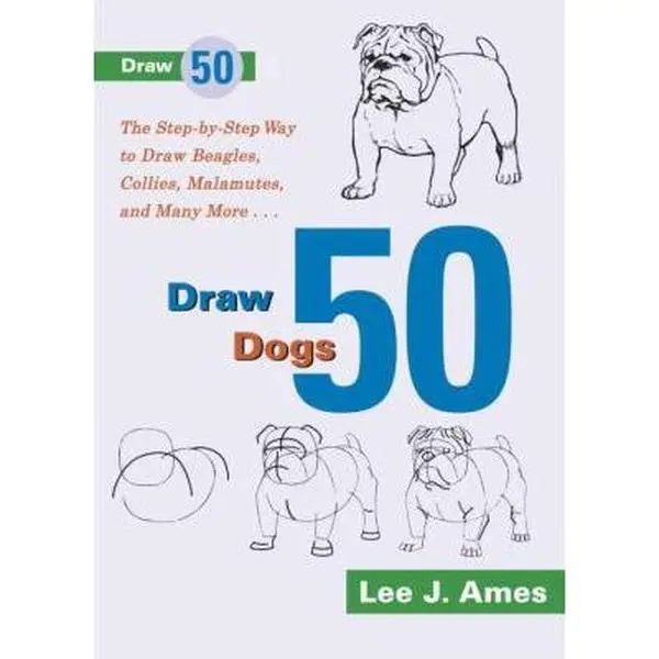 USED Book - Draw 50 Dogs: The Step-by-Step Way to Draw Beagles, German Shepherds, Collies, Golden Retrievers, Yorkies, Pugs, Malamutes, and Many More... by Lee J. Ames (Paperback) - english