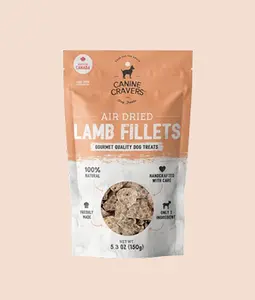 Canine Cravers Single Ingredient Air Dried Dog Treats – Premium Lamb Fillets 5.3 oz Bag