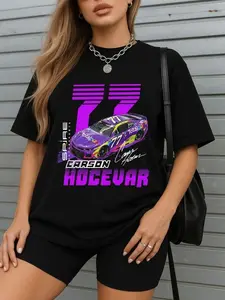 Carson Hocevar #77 Fan Shirt, Racing Graphic Tee, Urban Streetwear Style, Spire Motorsports Fan Apparel, Retro Stock Car Racing Top, Trendy Oversized Motorsport Tee, 77 Driver Racing Merch