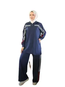 Women’s Sporty Knitted Cotton Training Set – طقم رياضية من القطن، تصميم واسع ومريح للارتداء اليومي Modest Tracksuits