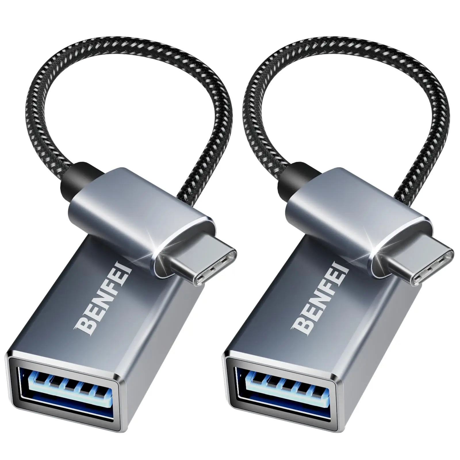 BENFEI USB C to USB 3.0 Adapter, 2 Pack USB C to A Male to Female Adapter for MacBook, iPhones, Samsung Smartphone Electronic Charging Port Cellphone