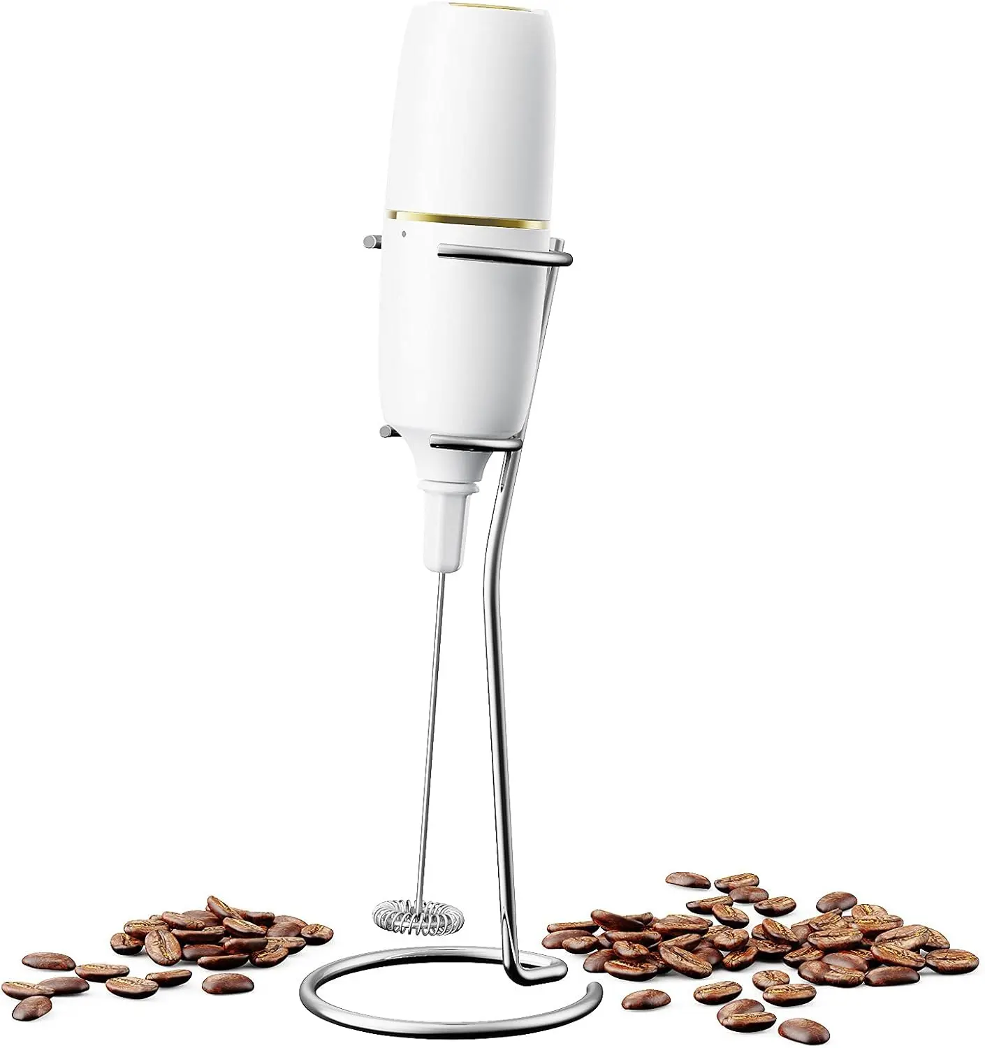 Handheld Cordless Electric Milk Frother Stick - 304 Stainless Steel, 19000 rpm High-Speed Quiet Motor, ABS Handle, Battery-Operated for Quick Creamy Foam, Coffee, Lattes, Business Use