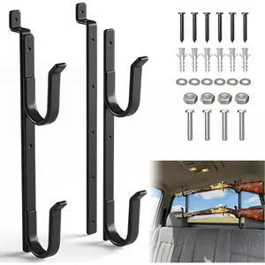 KDO Rear Window Gun Rack for Pickup Truck - Heavy Duty Steel, 14-25” Adjustable Truck Gun Rack with Dipped Coating, Truck Rifle Mount Fits Rifles, Shotguns, Bows for Trucks & Indoor Storage