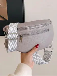 Women's Elegant Fanny Pack, Fashionable PU Leather Zipper Chest Bag for Daily Used, Casual Trendy Versatile High-quality Daily Commuting Bag, Adjustable waistband bag