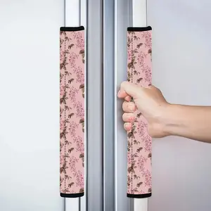 2pcs 4.7x15.7 inch Soft Pink Floral Watercolor Pattern Kitchen Appliance Handle Covers | Removable and Reusable Protective Covers for Refrigerator/Dishwasher/Microwave/Oven.  Home Decor, Holiday Gift. 1230LYY