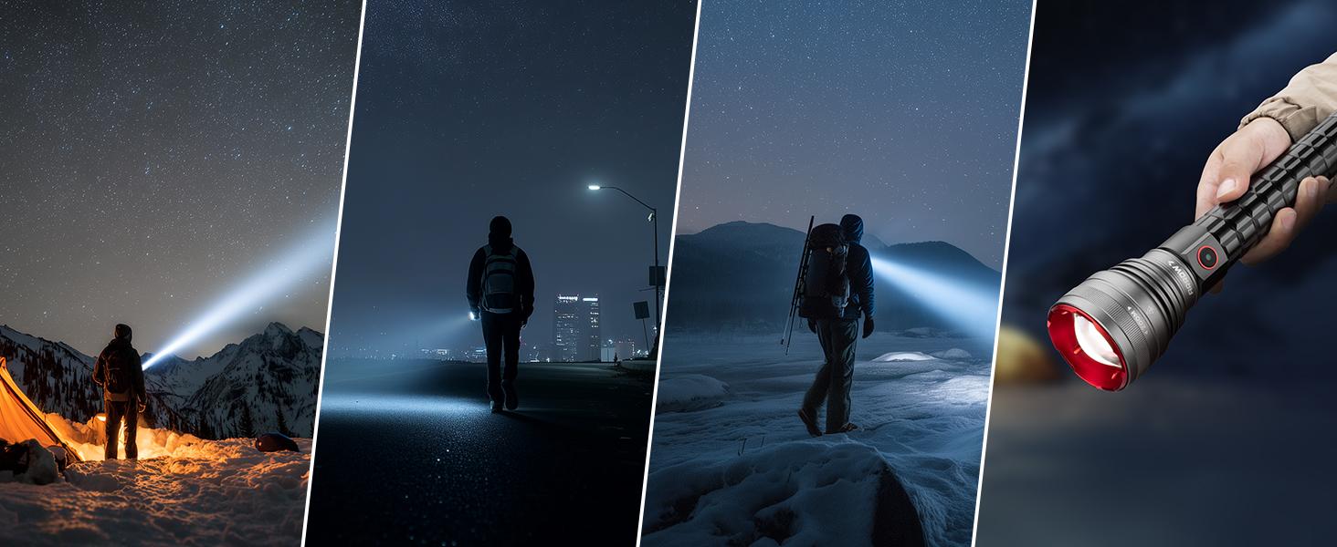 #backtoschool ARROW Rechargeable Flashlights 5000 Lumens, 5 Modes Bright LED Flashlight with Memory Function and ECO Mode, Zoomable Flash Light with 2*2600mAh Battery, USB-C Charging for Repair, Outdoor & Emergency